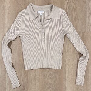 Calvin Klein Jeans Cream Ribbed Button-Down Shirt